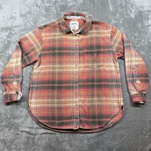 American Eagle Button Up Shirt Women’s Small Orange Plaid Cotton Long Sleeve